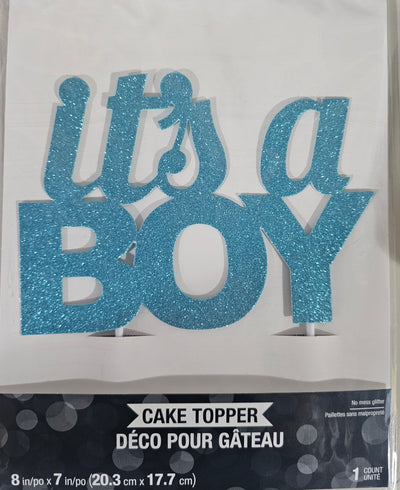 It's a BOY Paper Cake Topper - Baby Blue (x1u)