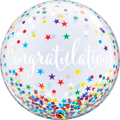 Bubble Balloon 22" Congratulation Confetti Star (Qualatex)