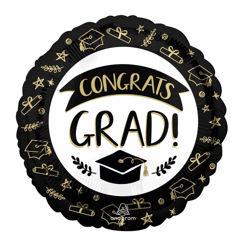 Sketched Congrats Grad Foil Balloon 18"