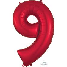 Number Red Supershape Foil Balloon 34"