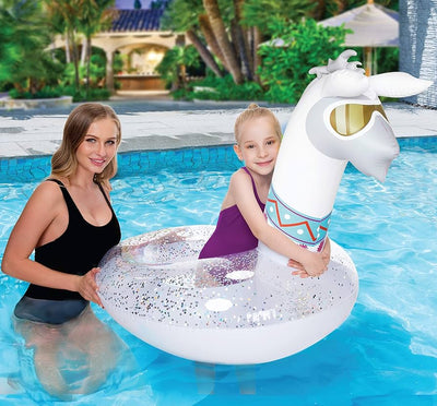 Pool Float Lama Swim Ring Glitter
