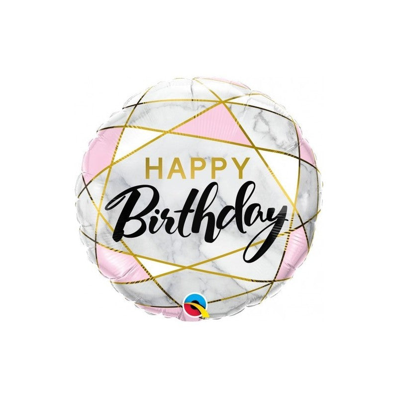 Pink & White Birthday Foil Balloon 16"