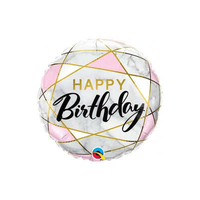 Pink & White Birthday Foil Balloon 16"