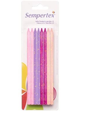 Vela Larga Acuarela 8pcs (Sempertex)