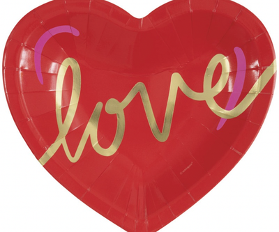 Red & Pink Valentine Heart Plates 7" 8pcs