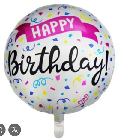 Confetti Birthday Pink White Foil Balloon 16"