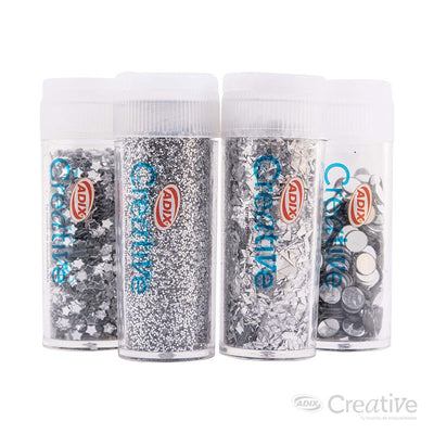Set Confetti Glitter Silver 4pcs