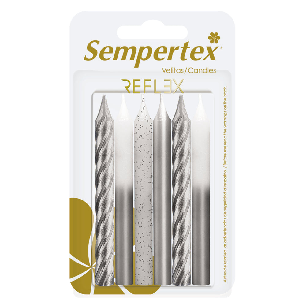 Velas Metalizadas Plata 6pcs (Sempertex)