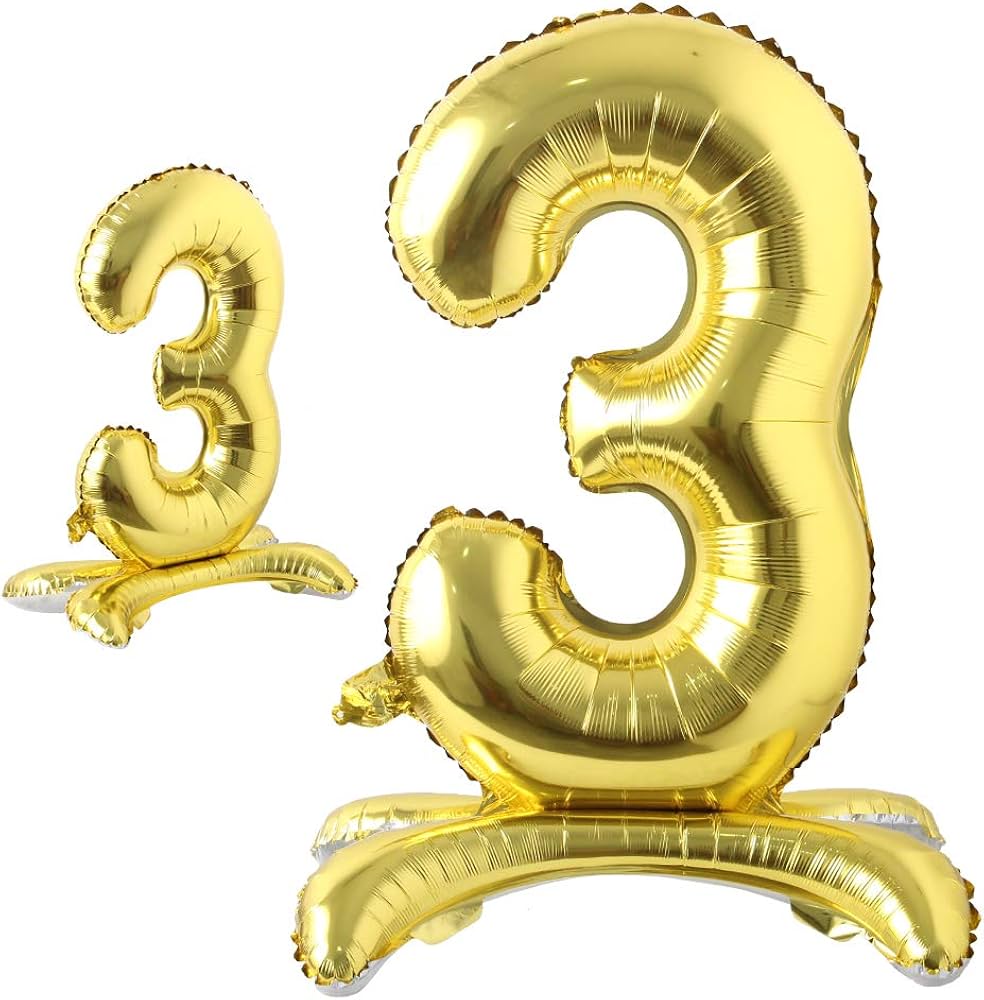 Standing Balloon Number 3 Gold 28"