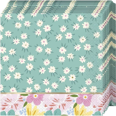Spring Floral Mint Lunch Napkins 16pcs