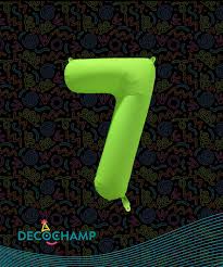 Deco Number #7 Neon Green Foil Balloon 34"