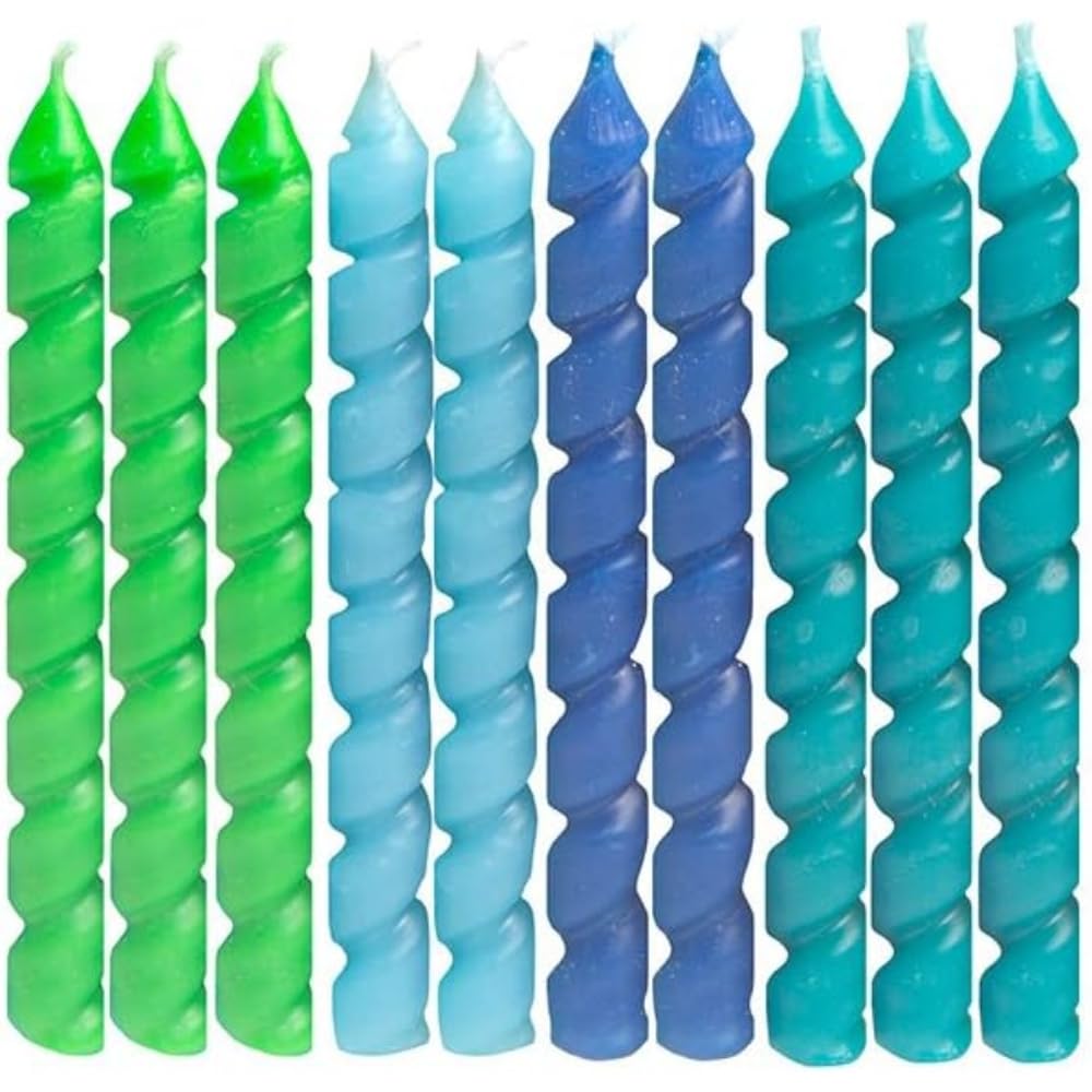 Blue & Green Spiral Candles 10pcs