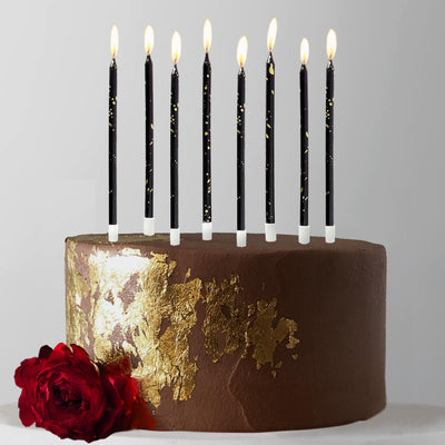Velas Largas Terrazo Dorado/Negro 8pcs