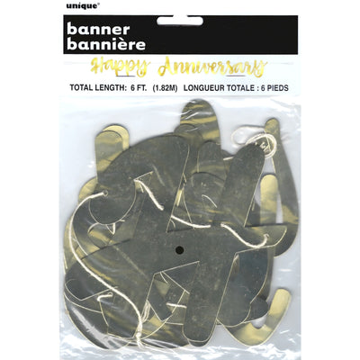 Happy Aniversary Banner Gold (x1u)