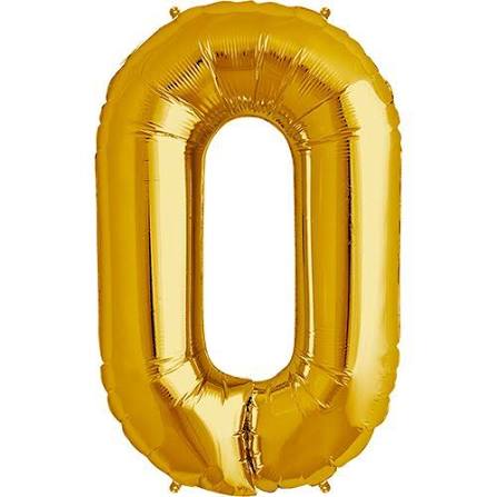 Number #0 Foil Balloon 34" Gold