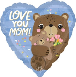 Love You Mom Bear Hugs Foil Balloon 18"