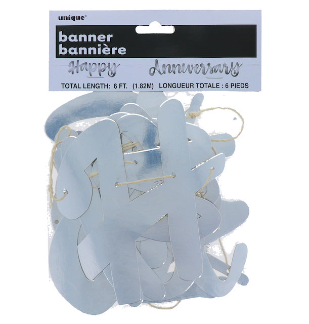 Happy Aniversary Banner Silver (x1u)