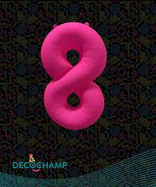 Deco Number #8 Neon Pink Foil Balloon 34"