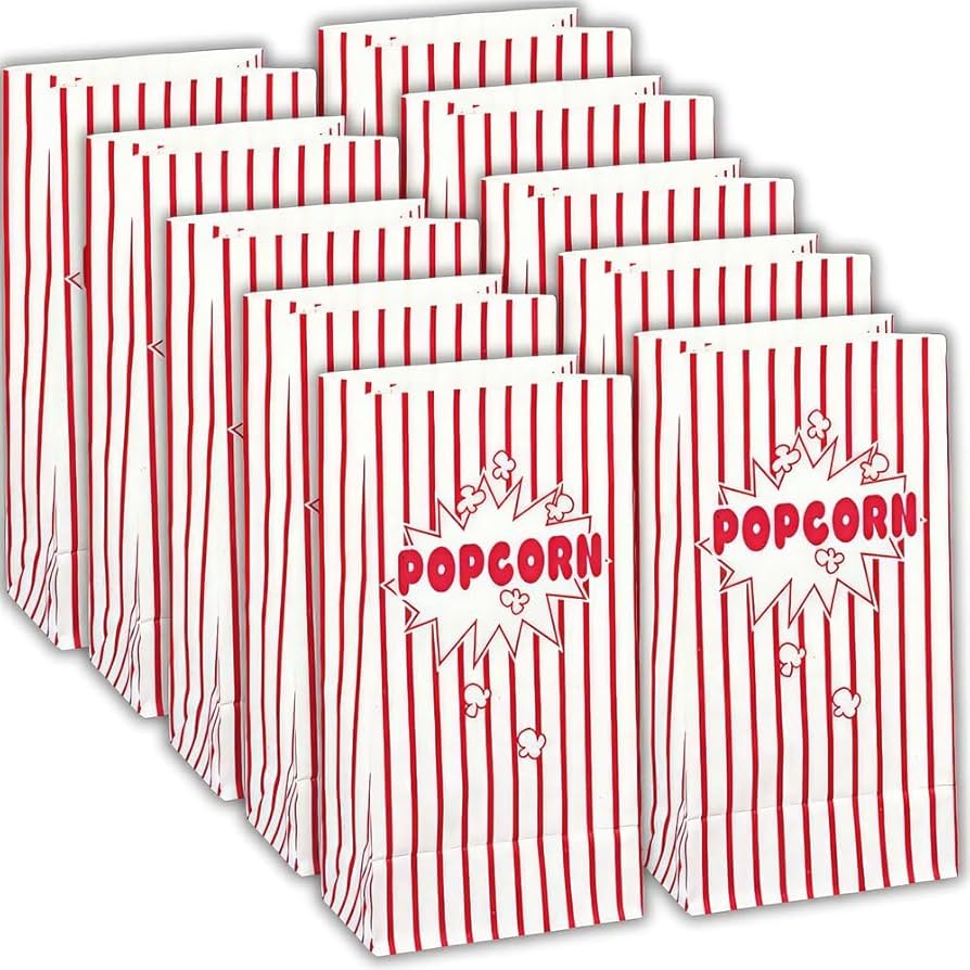 Red and White Pop Corn Bags 10ct