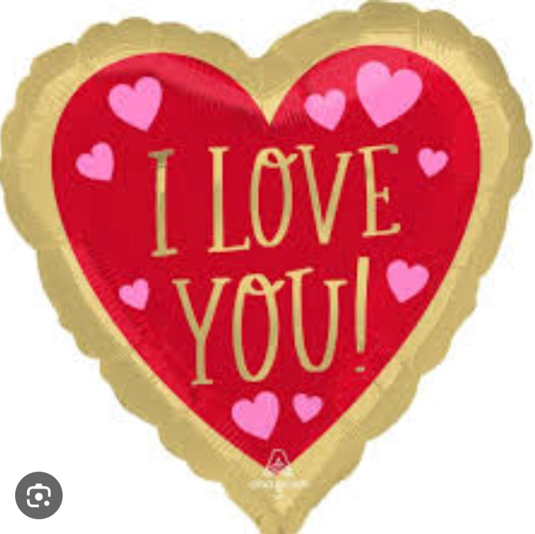 Love You Red & Gold Foil Balloon 18"