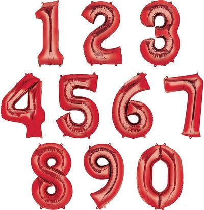 Number Red Supershape Foil Balloon 34"