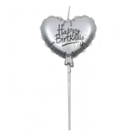 Birthday Candle Heart Gold/Silver 1pcs