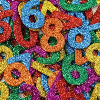 Foam Stickers Glitter Number Assorted 0.8"