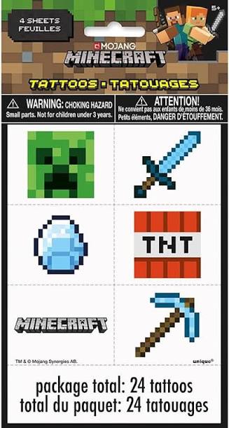Minecraft Tattoo 4Sheets 24pcs