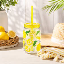 Summer Lime Mason Cup with Straw 18.6oz