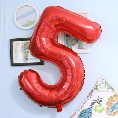 Number #5 Supershape Balloon 34" Metallic Red