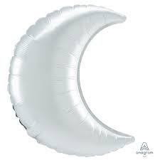 Moon White Satin Crescent Foil Balloon 35"