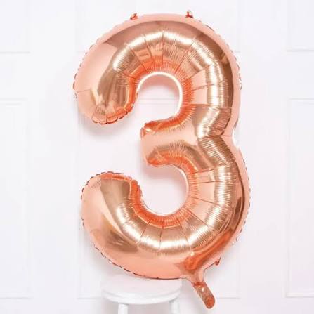Number #3 Supershape Balloon 34" Rose Gold