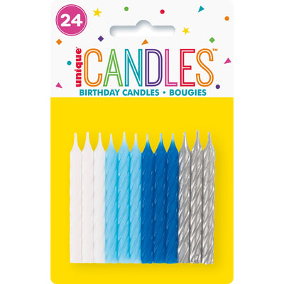 Blue, White & Gold Spiral Candles 24pcs