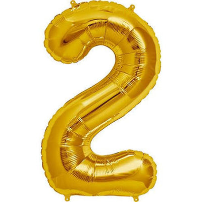 Number #2 Foil Balloon 34" Gold