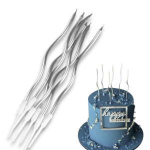 Birthday Candle Spiral Metallic Gold/Silver 12pcs