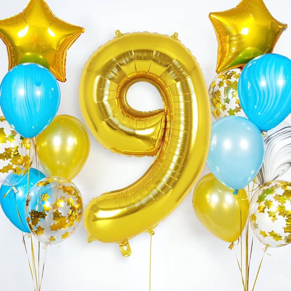 Number #9 Supershape Balloon 34" Gold