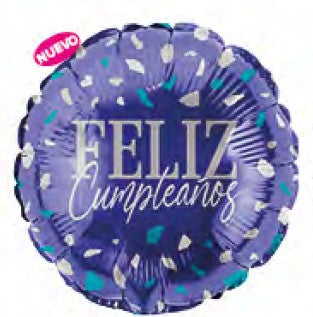 Feliz Cumpleaños Terrazo Azul Foil Balloon 18" Sempertex