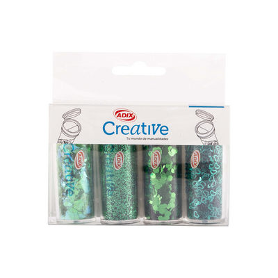 Set Confetti Glitter Verde 4pcs