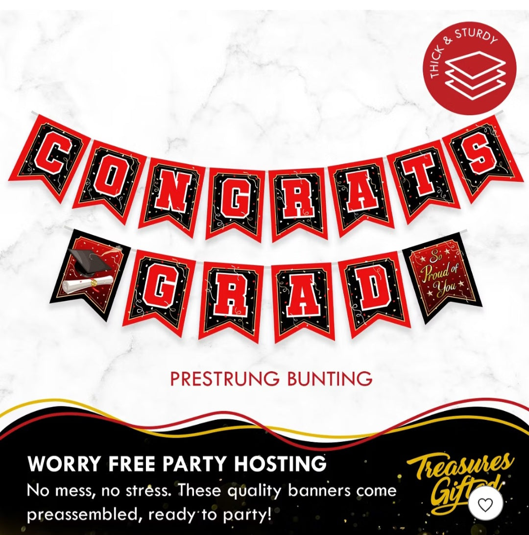 Banner Rojo Graduation Party (x1u)