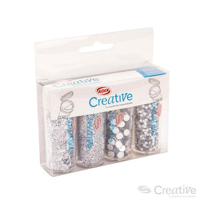 Set Confetti Glitter Silver 4pcs