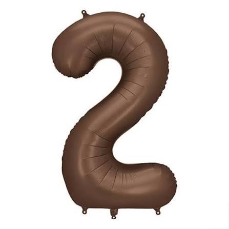 Number #2 Foil Balloon 34" Chocolate Brown