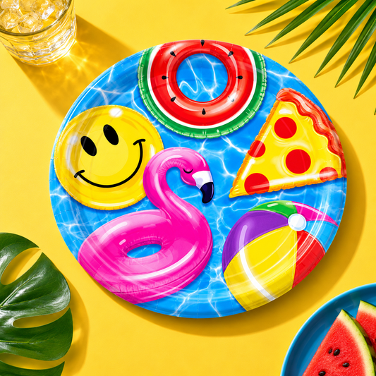 Cool Pool Party Paper Plates 9" 8pcs