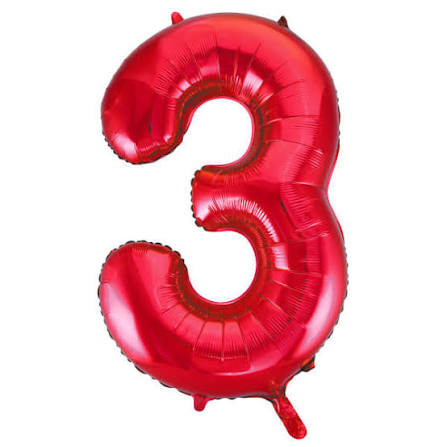 Number Red Supershape Foil Balloon 34"