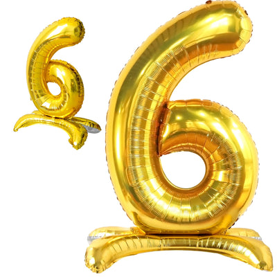 Numeral Balloon With Stand Gold #6