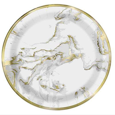 Gold Marble Party Plates 7" 10ct