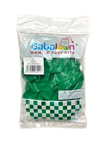 Latex Balloon 12" Mid Green (x25u)