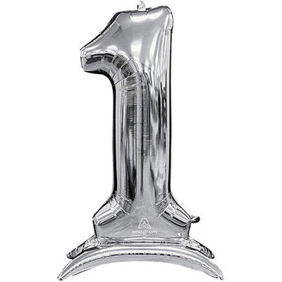 Numeral Balloon With Stand Silver #1