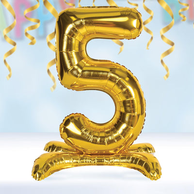 Numeral Balloon With Stand Gold #5