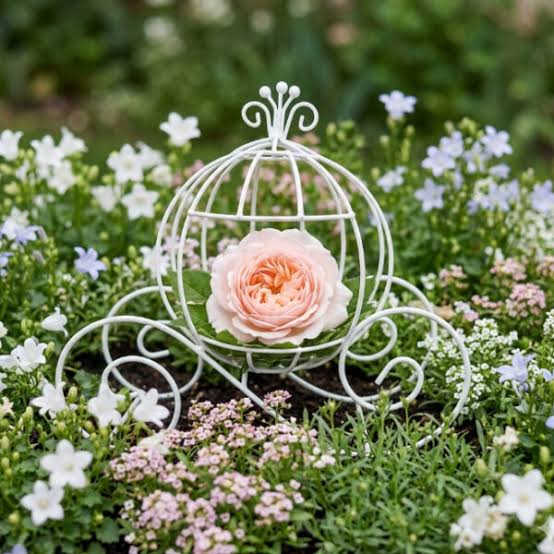 Metal Pumpkin Carriage Pequeña- White