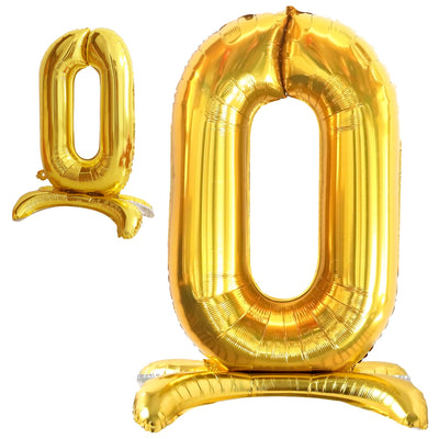 Numeral Balloon With Stand Gold #0